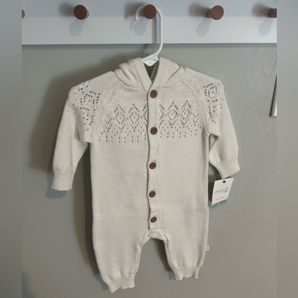 3M Little Planet Organic Cream Knit Baby Onesie with Hood